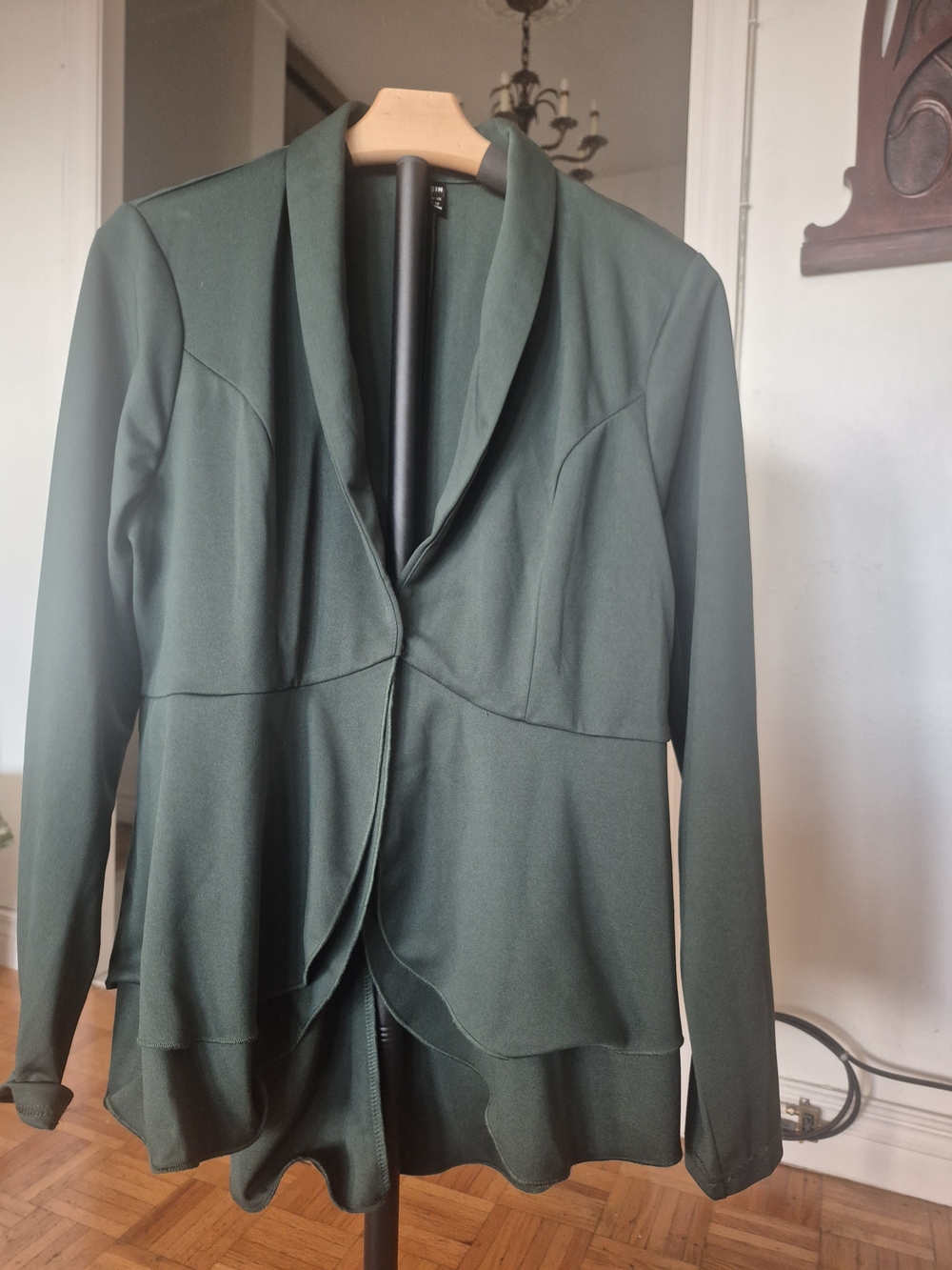 SHEIN Dark Green Layered Open-Front Blazer